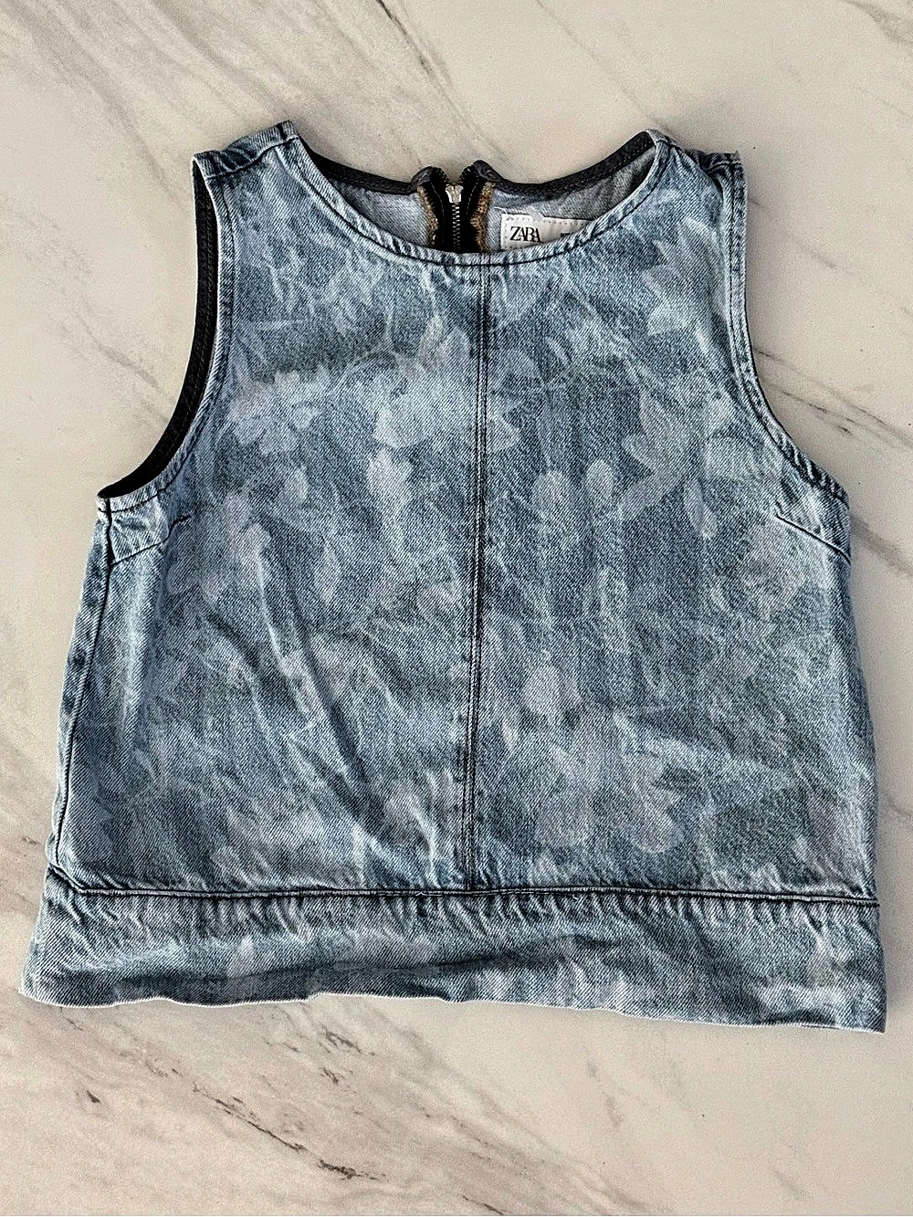 Zara Floral Denim Tank Top Size 13-14 Like New